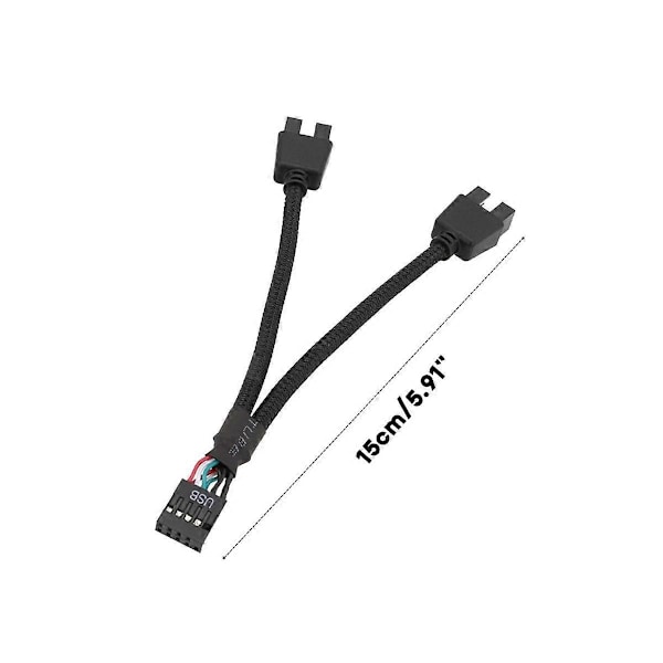 2 st USB-förlängningskablar för moderkort 9-stifts 1 hona till 2 hanar Y-delare Audio HD-förlängningskabel för PC-DIY