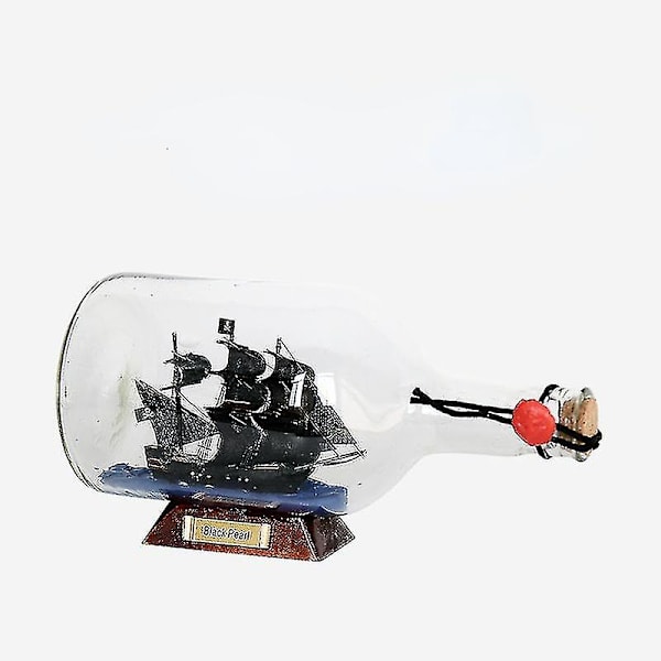 Långmunnad Svart Pärla (22cm) Svart Pärla Pirates Of The Caribbean Flaskskepp Glas Drivflaska Önskeflaska Kreativ Hantverkspresent Liten Prydnad