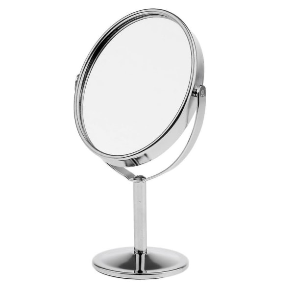 3in Mini Dual Side Normal Förstorande Oval Stand Sminkbord Spegel Brons Silver as described