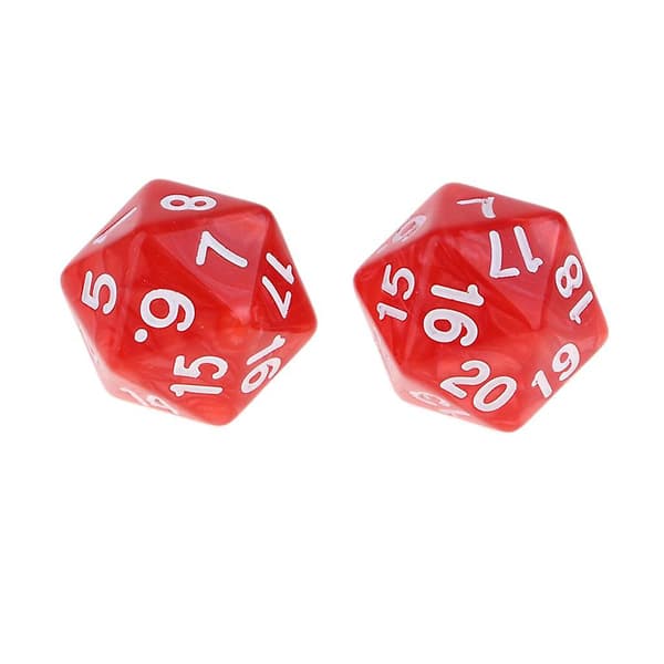 Sæt med 10 røde tyve-sidede terninger D20 til D&D og RPG selskabsspil