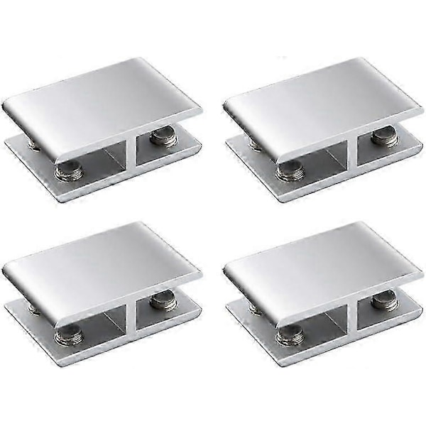 4 st Dubbelsidiga Justerbara Glasfästen i Aluminiumlegering för 8-12mm Tjocka Hyllor (C)