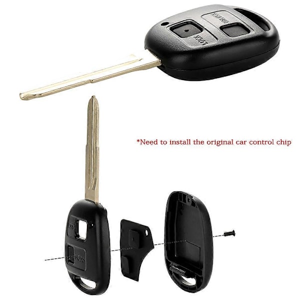 Högkvalitativt bilnyckelreparationskit för Toyota Yaris - 2-knapps fjärrnyckelskal med slitstark gummiplatta, ABS-material - Enkel DIY-byte av mikrobrytare