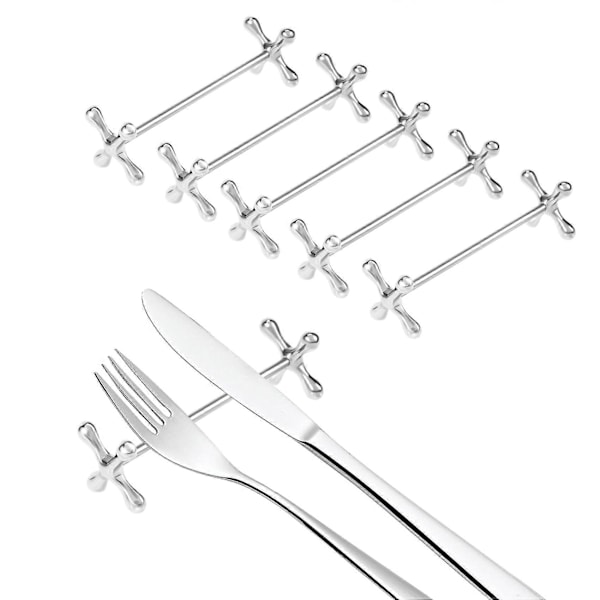 6 st Zinklegering Ätpinnar Stöd Skedar Ställ Gafflar Knivar Hållare Rack Ställ Metallhantverk Bordsdekoration (C)