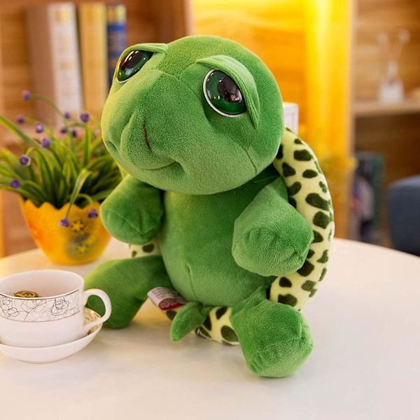Mjuk Plysch Sköldpadda Leksak, Fylld Sköldpadda Plysch för Pojkar & Flickor Havssköldpadda Fylld Djurdocka Bedårande Sköldpadda med Stora Ljusa Ögon (20cm/7.8inch)