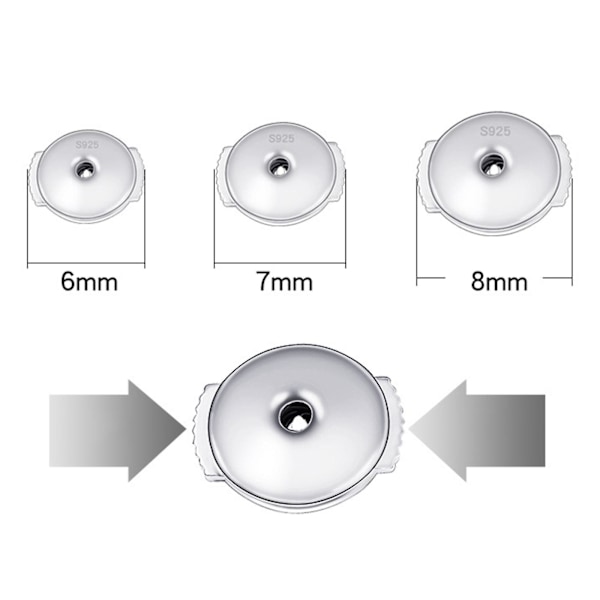 Jousikorvakorun taustat, korvaavat lukittavat taustat, lukittavat korvakorun taustat, 6 mm, valkokultainen väri (C)