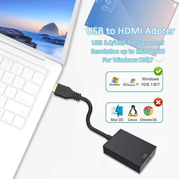 HDMI-sovitin Windows-tietokoneille, 3.0/2.0 HDMI, 1080p[C]