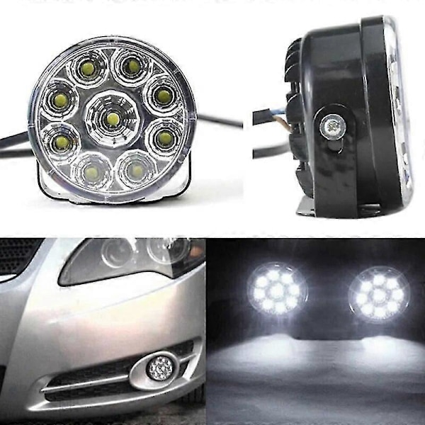2x 70mm Runda LED Varselljus 12V 6000K Vit - Vattentäta Dimljus för Bil/Lastbil Uppgradering_JC (C)