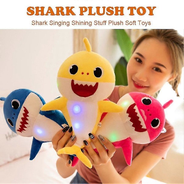 Cute Shark Plush Toy Singing Shining Stuff Doll Toy Baby Bedtime Toys