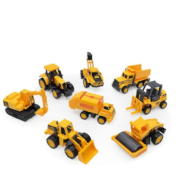 8 stk. Mini Konstruktion Køretøjer Ingeniørbil Gravemaskine Tipvogne Multi Style Legetøj Boxing Day