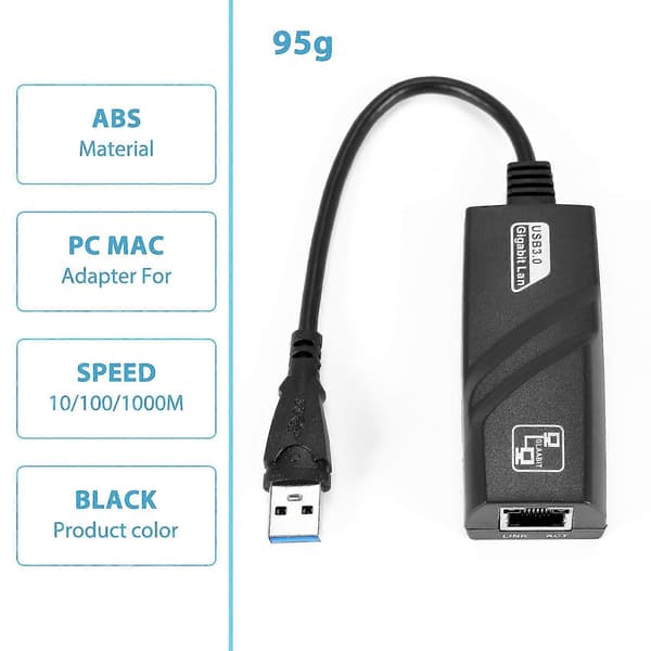 USB 3.0 til 10/100/1000 Mbps Gigabit RJ45 Ethernet LAN Netværksadapter til PC