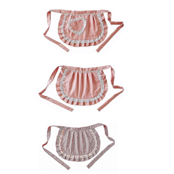 Retro Förkläden Midje Förkläde Midje Förkläde För Flickor  Smal Kostym  Vit Bomull  Halv Förkläde  Fest Hot[C] Beige-Beige