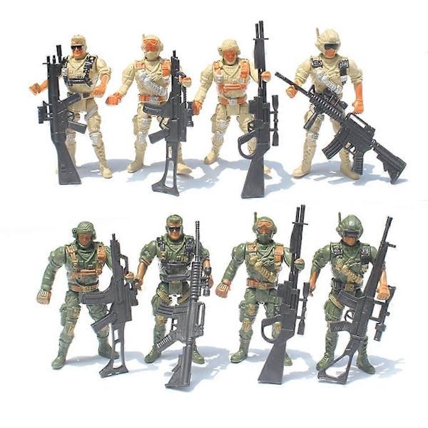 Army Men Leke Soldater 4 tommer Actionfigurer 8-pakning for Barn Gutter Jenter A