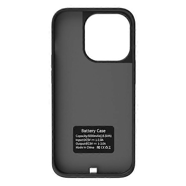 T43 Kompatibelt för iPhone 15 5000mAh Batteriladdningsfodral Ställ Skyddande Förlängt Batteriladdarfodral (C)