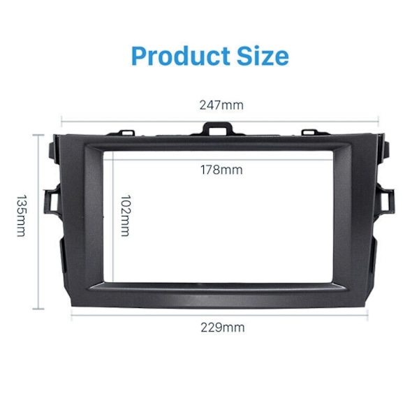 2Din Bilradio Fascia Stereo Dash Kit Audiospelare för 2008-2010 Corolla Radio Stereo DVD Ram Panel