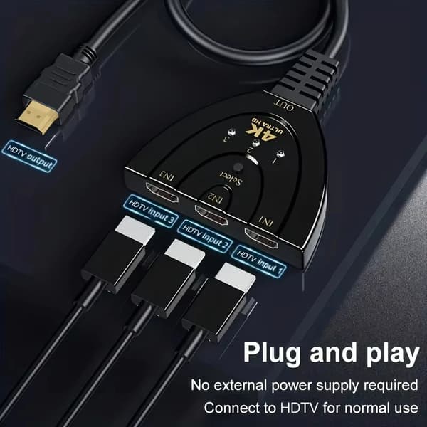 HDMI-kompatibel Switch KVM Splitter 4K 2K 3D 3 Input 1 Output Mini 3 Port VIDeo Switcher