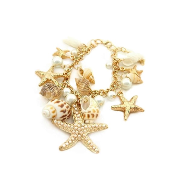 Ocean Style Søstjerne Konkylie Skal Kæde Armbånd (C)
