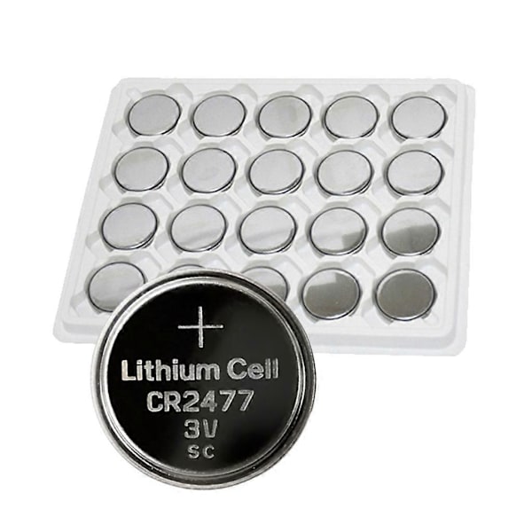 Pakke med 5 stk. Højkapacitets CR2477 Lithium Batteri 1000mAh Knapcelle Langvarig Strømforsyning til Ur Fjernbetjening