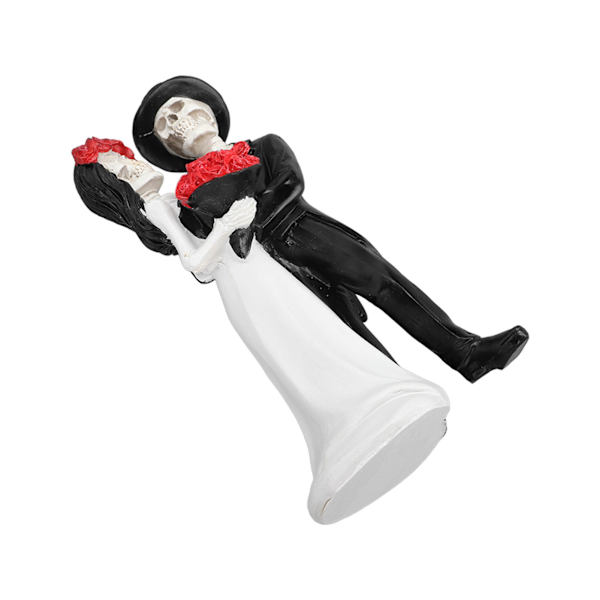 Skjelett Bryllupspar Statue Dødsdag Dansende Skjelettpar Halloween Romantisk Bryllup Brud Brudgom Figur Resin[C]