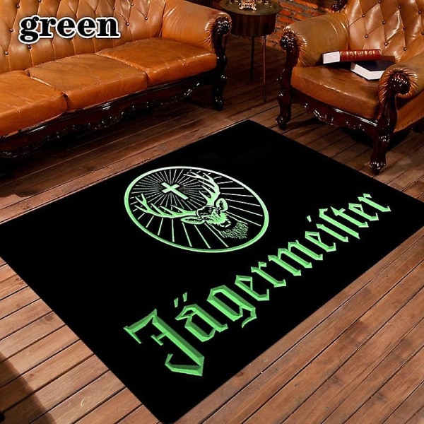 Jagermeister Deer Logo Utskriftsmatta För Vardagsrum Heminredning Soffbord Stor yta Matta Halkfri Sovrumsgolvmatta Black 80x120cm 31x47inch