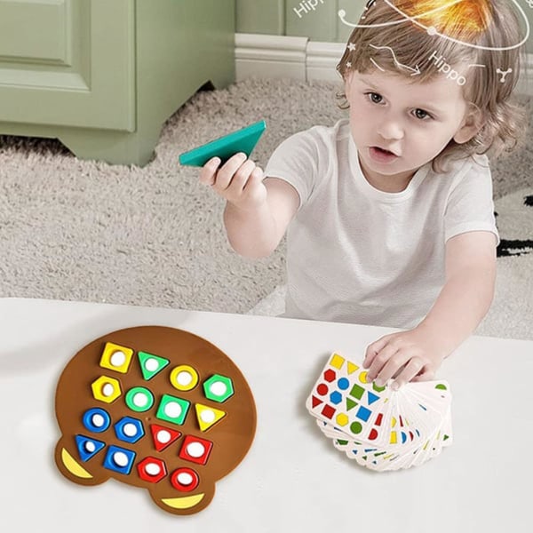 Färg Sensorisk Form Matchande Spel Pedagogisk leksak för barn - Geometrisk Form Snabbmatchningstavla med inlärningsspel för 2 spelare Brown