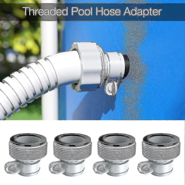 Pool Adapter, Set med 4 Pump Adaptrar, Pool Slangadapter, Slangadapter B för Poolfiltreringssystem (grå)[C]