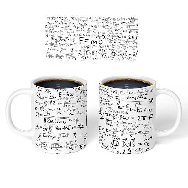 Kaffekop med Matematiske Formler - Reflekter Over Berømte Matematiske Ligninger Mens Du Nyd Din Drik - Leveres I En Sjov Gaveæske[C]