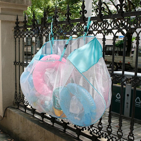 Pool Float Net Opbevaringspose, pladsbesparende Swimmingpool Hængende Opbevaringspose, foldbar Mesh Pool Organizer, Hængende Pool Opbevaringspose, Til Baghave Opbevaring 145x75x30cm Blue