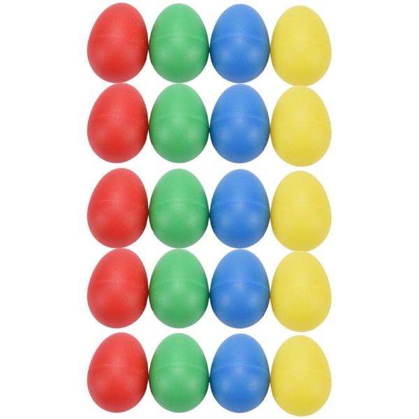 20 st Shaker Eggs Plast Musical Egg Shaker med 4 färger Kids Maracas Egg Percussion Leksaker Yellow red blue green