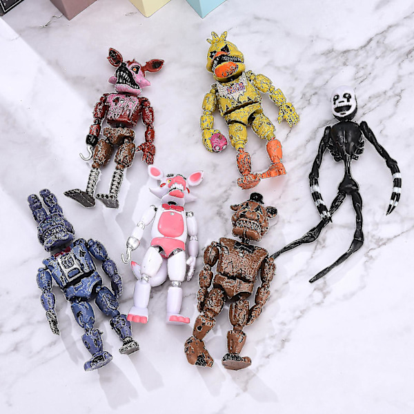 6 stycken figurer Five Nights At Freddy's Actionfigur Fnaf Barnleksaker Presenter Bästa