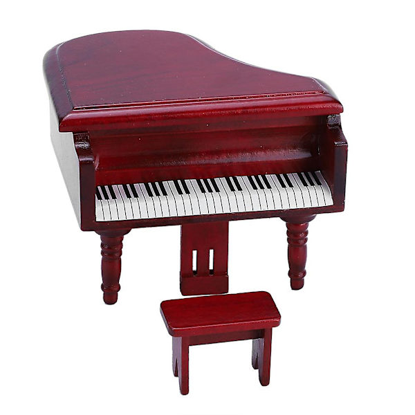 1:12 Dockhustillbehör - Miniatyrsimuleringsrosenträ Grand Piano med pall