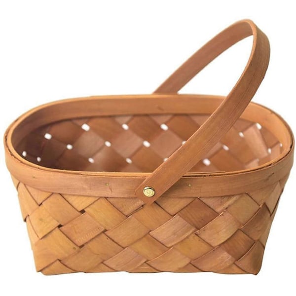 Håndlaget Rattan Oppbevaringsbeholder Oppbevaringskurv Tre Oppbevaringskurv med Håndtak Oppbevaringsbeholder (C)