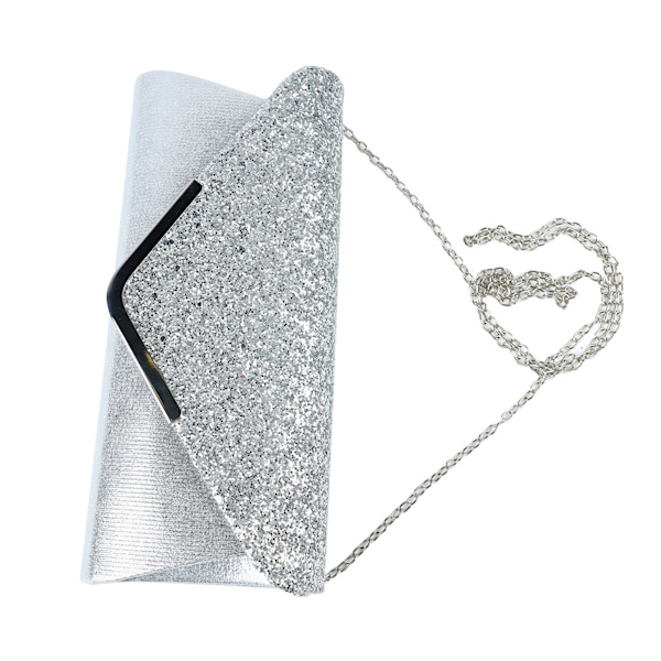 Kvinnors Aftonväska Stor Kapacitet Glittrande Stilren Clutch Plånbok för Middagsfest Bröllop Silver Fri Storlek[C]