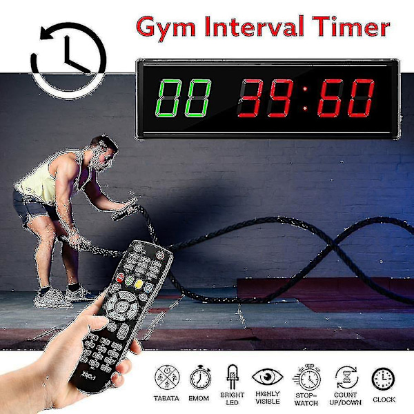 Gym Timer med Fjärrkontroll, Intervalltimer Stoppur för Hemmagym Fitness