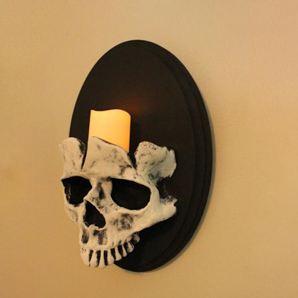 Väggmonterad ljusstake skräck skelett ljusstake för Halloween fest dekoration[C]