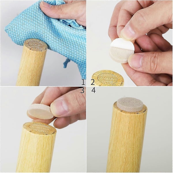 Självhäftande Filtkuddar, 54 st Filtstolsdynor 5mm Tjocklek Golvskydd Kudde För Stolsben Bord Möbler (runda, 27mm, Beige) (C)