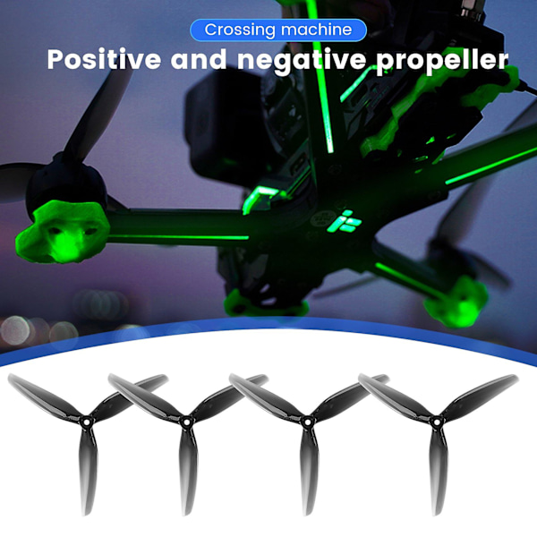 2 Par for HQ Prop 7X4X3 Propeller 7040 POPO Prop 7 Tommer 3-Blads Propeller for RC DIY FPV Racing Drone Black