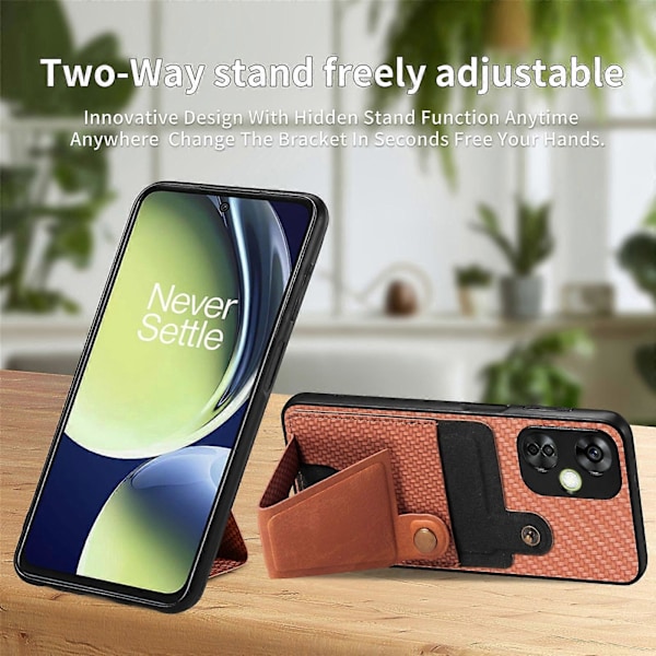 Kolfiberplånboksfodral för OnePlus Nord CE 3 Lite Brown