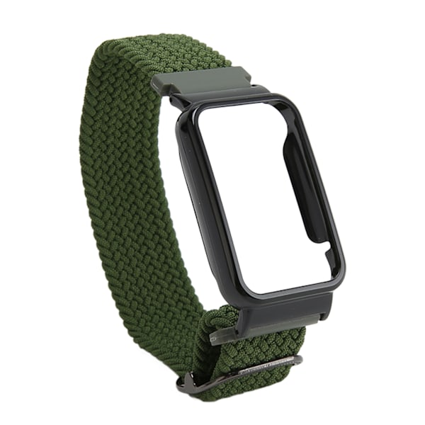 Flätat Loop-armband för Mi Band 7 Pro Justerbart Elastiskt Nylon Loop-armband med Skyddande Ram OD Grön Band Svart Fodral[C]