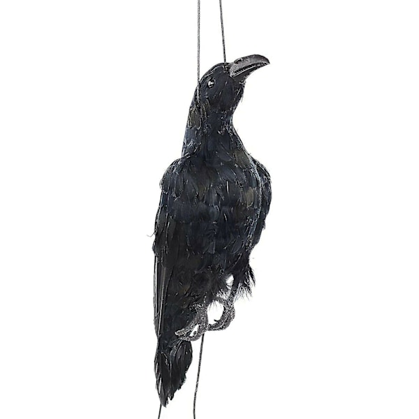 Realisttisk Hängande Döda Kråka Dekoj Lifesize Extra Svart Fjädrade Kråka