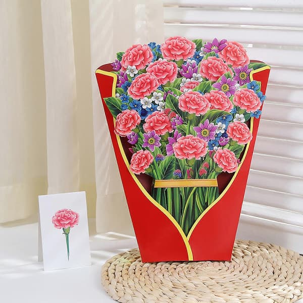 3D Mors Dag Grattiskort Papper Snidade Blommor Semestergåva