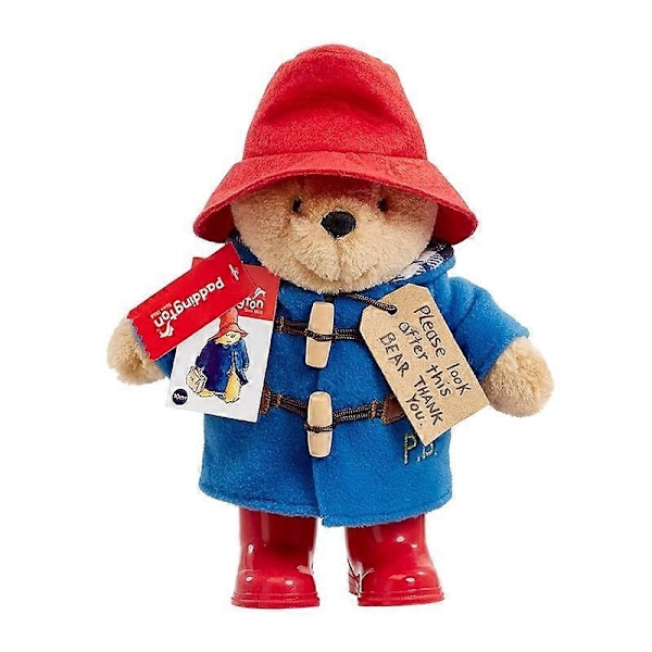 Klassisk Paddingtonbjörn med Stövlar - Stående Plysch - Mjuk och gosig Paddington-nalle med ikonisk duffelrock, djungelhatt och glänsande röd