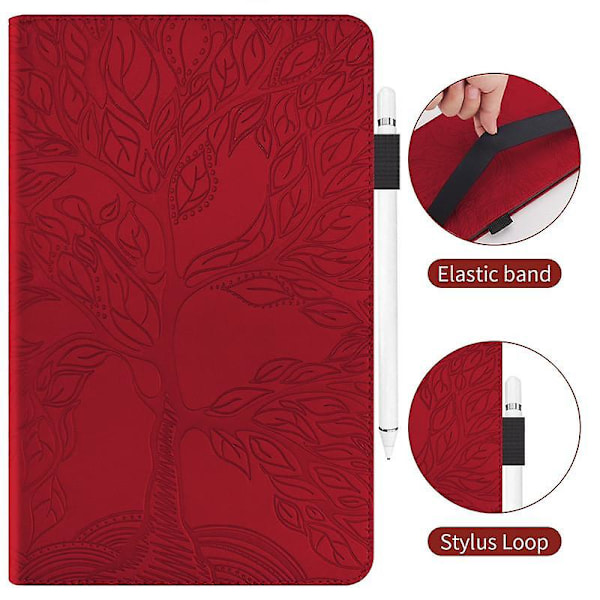 10,2 tums iPad-fodral 9/8/7:e generation - Premium läderfodral med automatisk sömn/vakna-funktion för iPad Air Red