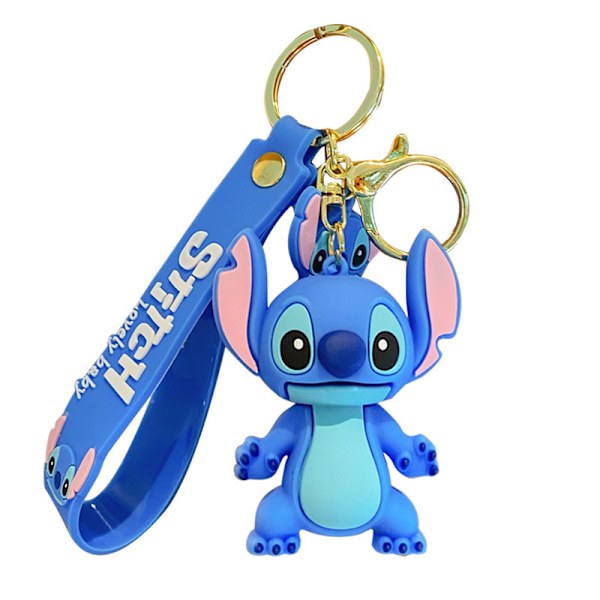 Anime Disney Stitch Nyckelring e Dockdock Nyckelring Mode Par Väska Blå