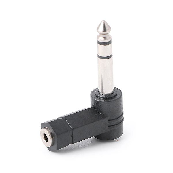 3,5 mm Honuttikontakt till 6,35 mm Hanuttikontakt Höger Vinklad Plugghögtalare O-Adapter