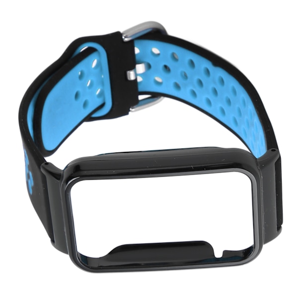 Åndbar Silikon Urrem med Beskyttelsesbumper Tilbehør Passer til Mi Band 7 Pro Sort Blå og Sort Etui[C]