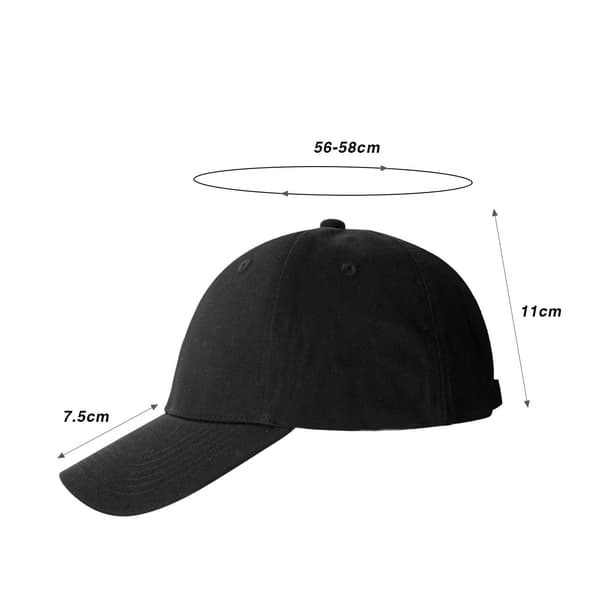 Bomulds baseballkasket justerbar unisex sort