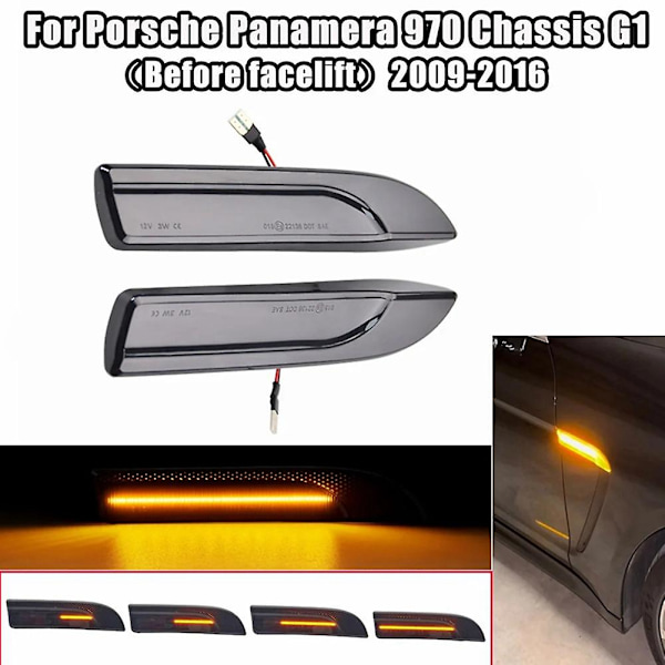 LED Side Marker Lys Flow Fender Lampe Til Porsche Panamera 970 Chassis G1 Dynamiske Blinklys 97063103302 97063103402