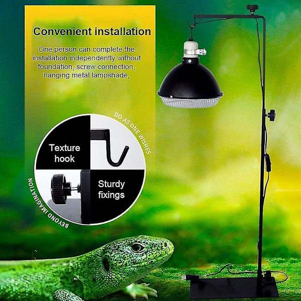 Reptil Lampeholder Med Justerbar Base, Metal Gulvlampeholder Til Habitat[C]
