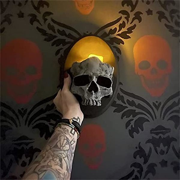 Väggmonterad ljusstake skräck skelett ljusstake för Halloween fest dekoration[C]
