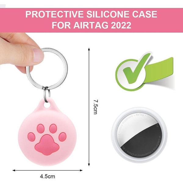 1 st AirTag case, söt tecknad mjuk silikonnyckelring Case Kompatibel med AirTag, för hundhalsband, bagage Cat Paw